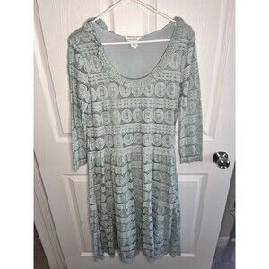Sundance Willow Lace Midi Dress Pastel Aqua Green Long Sleeves  Sz Petite Large
